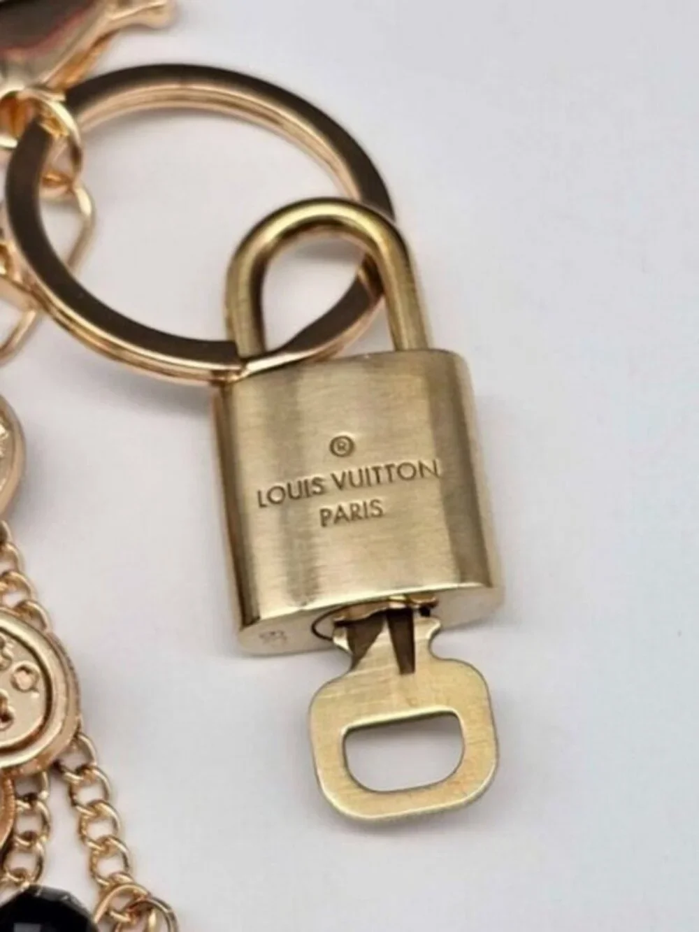LV Gold Padlock 🔑 Authentic Louis Vuitton Charm + Unbranded Flower Keychain